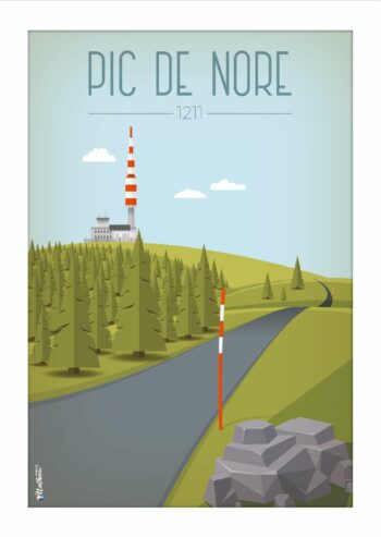 Affiche vintage du Pic de Nore - Création artistique de Design By Mathieu.