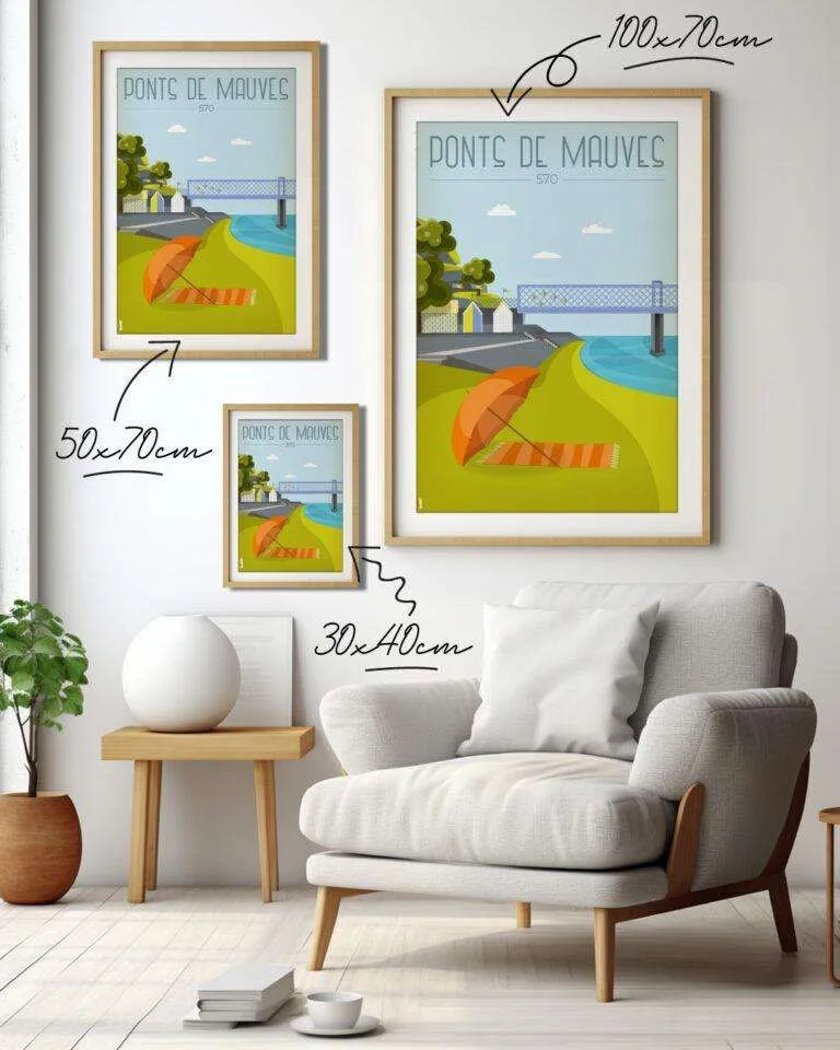 Une représentation artistique des Ponts de Mauves près de Divatte-sur-Loire : un voyage vintage le long de la Loire.