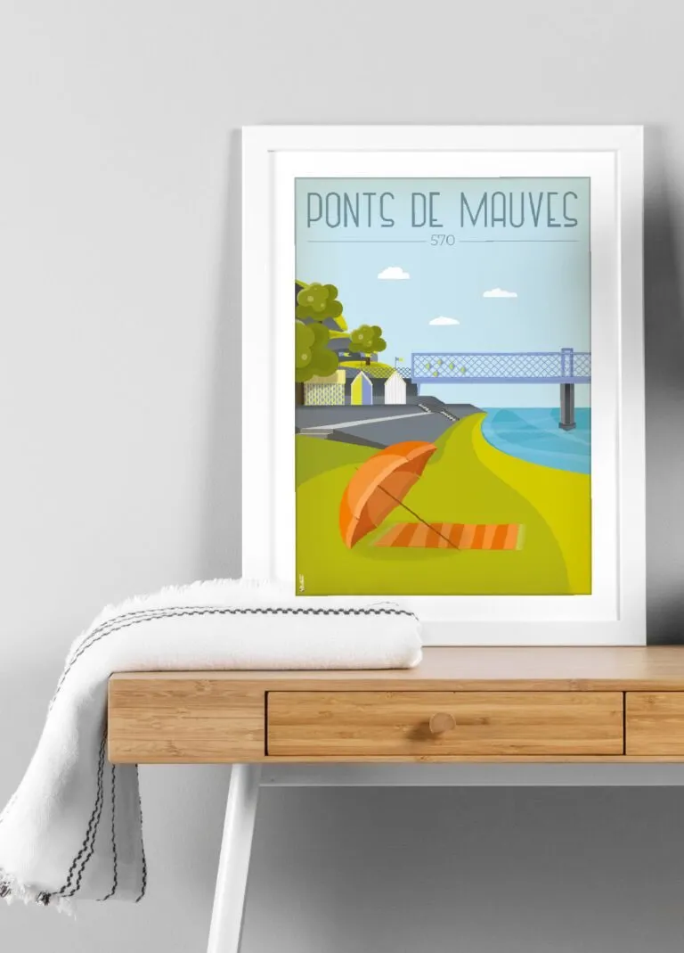 Une représentation artistique des Ponts de Mauves près de Divatte-sur-Loire : un voyage vintage le long de la Loire.