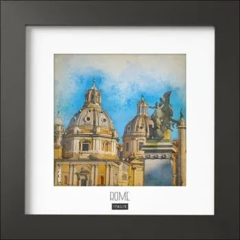 Magnifique cadre avec photo de Rome en Italie. Finition du cadre noir MAT de forme carré (24x24x1,5cm). Photo imprimée sur du papier 170g.