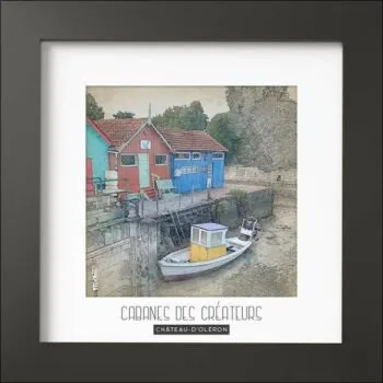 Magnifique cadre avec photo des Cabanes des Créateurs de Château-d'Oléron. Finition du cadre noir MAT de forme carré (24x24x1,5cm). Photo imprimée sur du papier 170g.