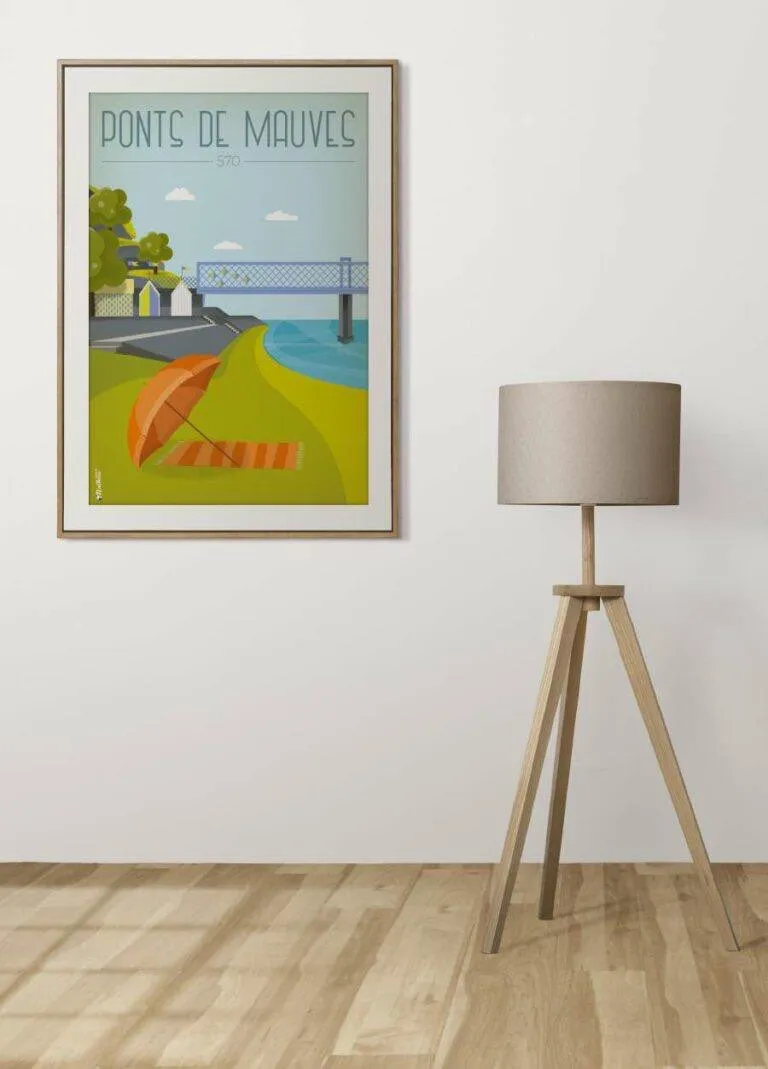 Une représentation artistique des Ponts de Mauves près de Divatte-sur-Loire : un voyage vintage le long de la Loire.