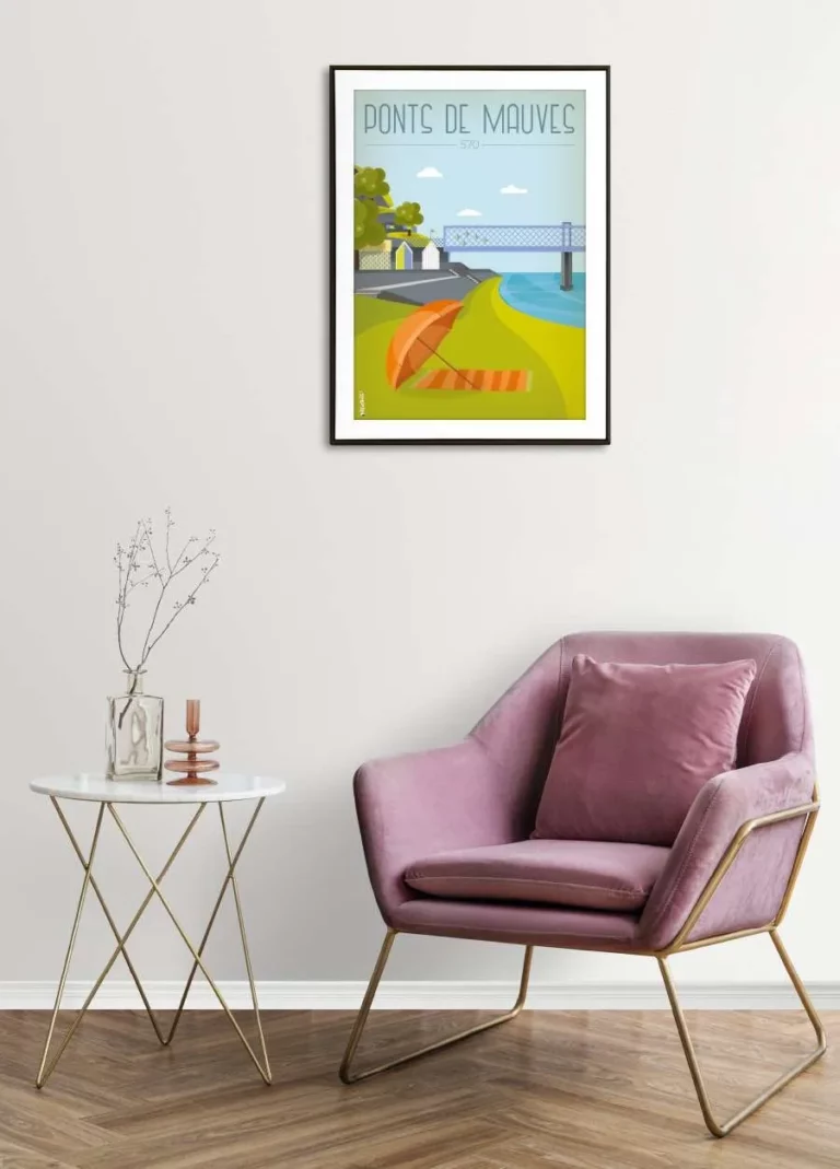 Une représentation artistique des Ponts de Mauves près de Divatte-sur-Loire : un voyage vintage le long de la Loire.