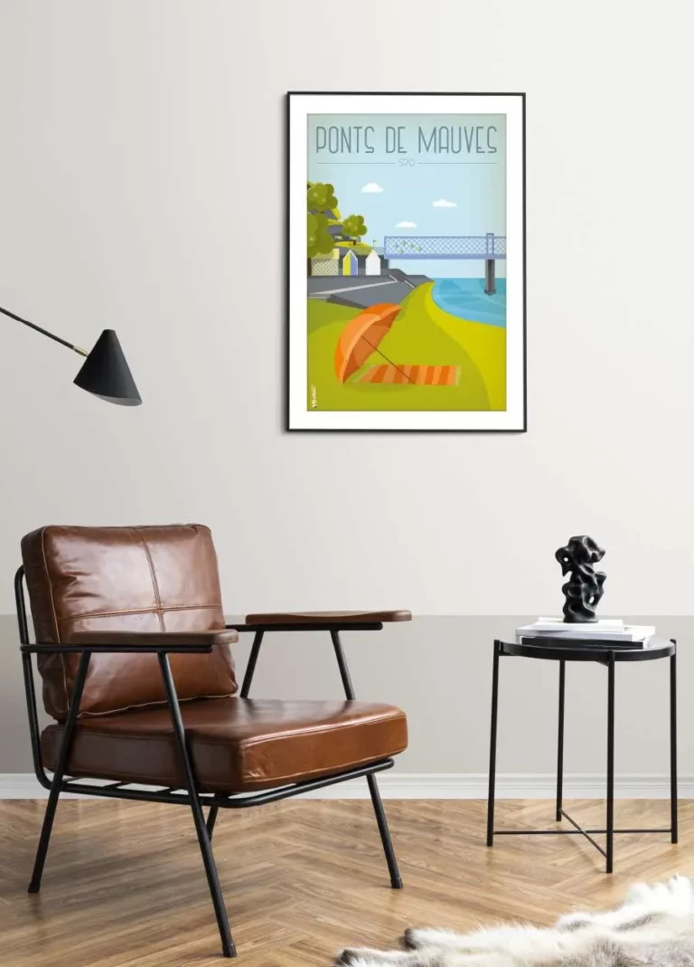 Une représentation artistique des Ponts de Mauves près de Divatte-sur-Loire : un voyage vintage le long de la Loire.