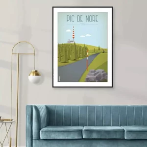 Une interprétation artistique dans le style Art Déco du Pic de Nore : l'élégance intemporelle d'une icône naturelle.
