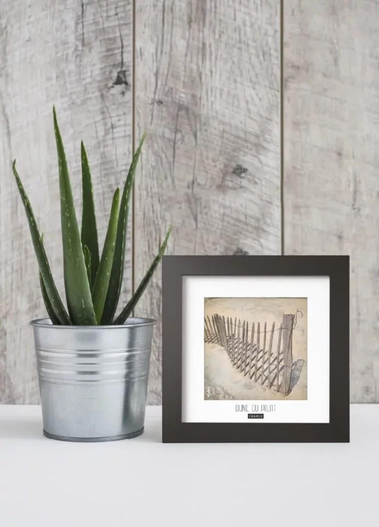 dune du pilat (france) - Découvrez nos cadres photos uniques, véritables trésors capturés lors de mes voyages à travers le monde. Chaque image, soigneusement sélectionnée et magnifiée en studio, est encadrée avec élégance dans un cadre en bois noir mat de 24x24 cm, d’une épaisseur de 1,5 cm.
