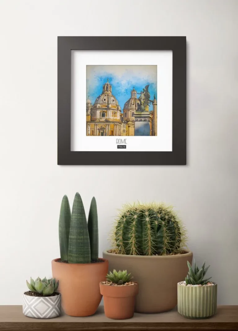 rome (italie) - Découvrez nos cadres photos uniques, véritables trésors capturés lors de mes voyages à travers le monde. Chaque image, soigneusement sélectionnée et magnifiée en studio, est encadrée avec élégance dans un cadre en bois noir mat de 24x24 cm, d’une épaisseur de 1,5 cm.