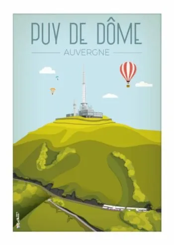 Affiche vintage du Puy de Dôme en Auvergne par DesignByMathieu - Élégance et Souvenirs pour Décorer votre Intérieur