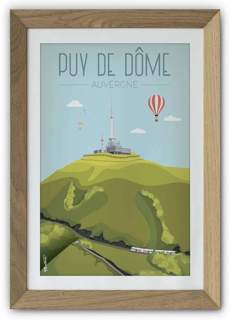 Affiche vintage du Puy de Dôme en Auvergne par DesignByMathieu - Élégance et Souvenirs pour Décorer votre Intérieur