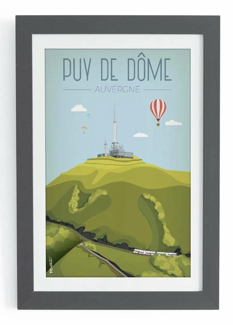 Affiche vintage du Puy de Dôme en Auvergne par DesignByMathieu - Élégance et Souvenirs pour Décorer votre Intérieur