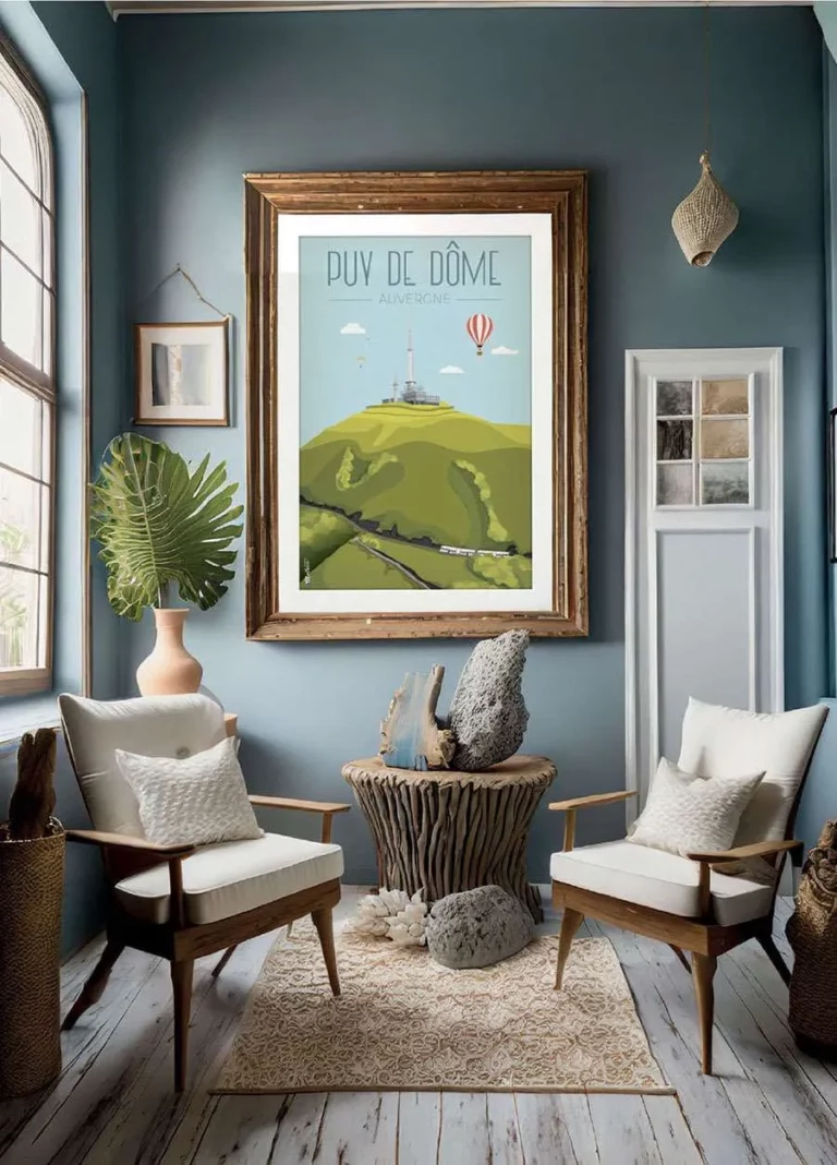 Affiche vintage du Puy de Dôme en Auvergne par DesignByMathieu - Élégance et Souvenirs pour Décorer votre Intérieur