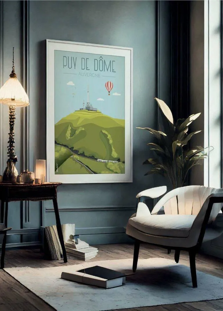 Affiche vintage du Puy de Dôme en Auvergne par DesignByMathieu - Élégance et Souvenirs pour Décorer votre Intérieur