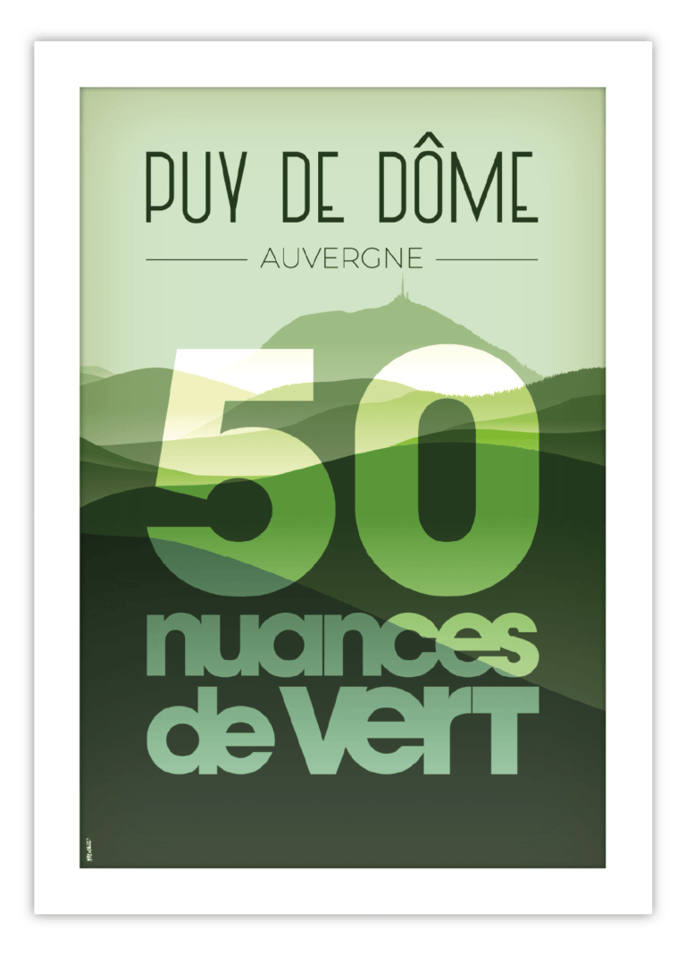 Affiche vintage du Puy de Dôme en Auvergne par DesignByMathieu - Élégance et Souvenirs pour Décorer votre Intérieur