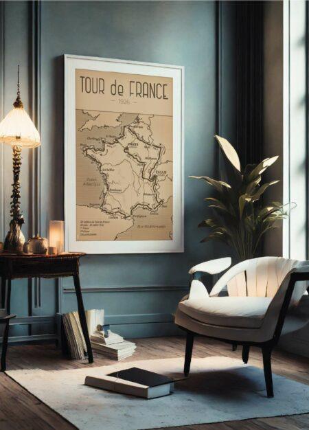 Affiche vintage du mythique Tour de France de 1926 par DesignByMathieu - Décorez votre intérieur avec une touche rétro-chic.