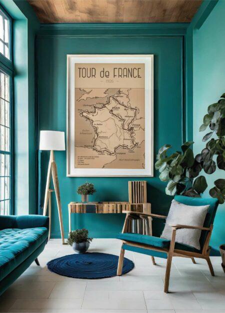 Affiche vintage du mythique Tour de France de 1926 par DesignByMathieu - Décorez votre intérieur avec une touche rétro-chic.