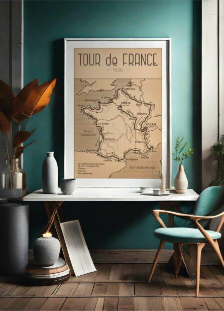 Affiche vintage du mythique Tour de France de 1926 par DesignByMathieu - Décorez votre intérieur avec une touche rétro-chic.