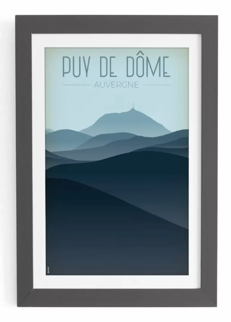 Affiche vintage du Puy de Dôme en Auvergne par DesignByMathieu - Élégance et Souvenirs pour Décorer votre Intérieur