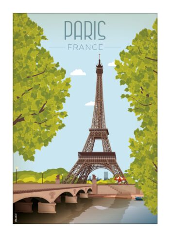 Affiche vintage de la Tour Eiffel à Paris par DesignByMathieu - Élégance et Souvenirs pour Décorer votre Intérieur.