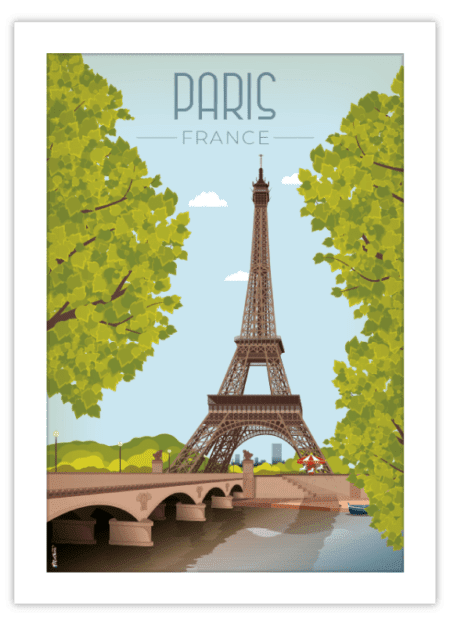 Affiche vintage de la Tour Eiffel à Paris par DesignByMathieu - Élégance et Souvenirs pour Décorer votre Intérieur.