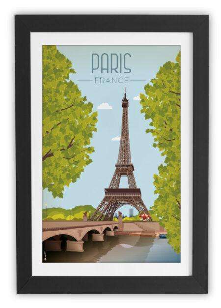 Affiche vintage de la Tour Eiffel à Paris par DesignByMathieu - Élégance et Souvenirs pour Décorer votre Intérieur.