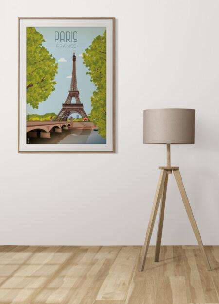 Affiche vintage de la Tour Eiffel à Paris par DesignByMathieu - Élégance et Souvenirs pour Décorer votre Intérieur.