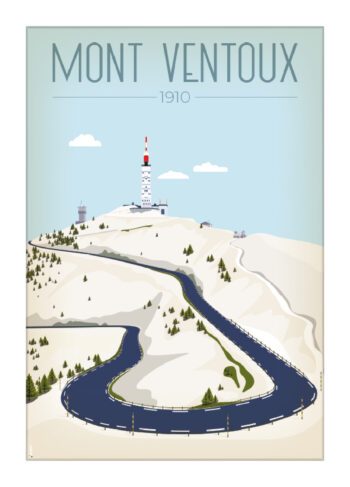 Affiche vintage du Mont Ventoux par DesignByMathieu - Élégance et Souvenirs pour Décorer votre Intérieur.