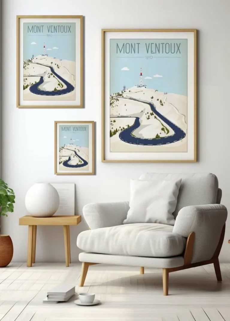 Affiche du Mont-Ventoux, créée par DesignByMathieu – Élégance et souvenirs pour décorer votre intérieur ou offrir un cadeau original 100 % made in France.