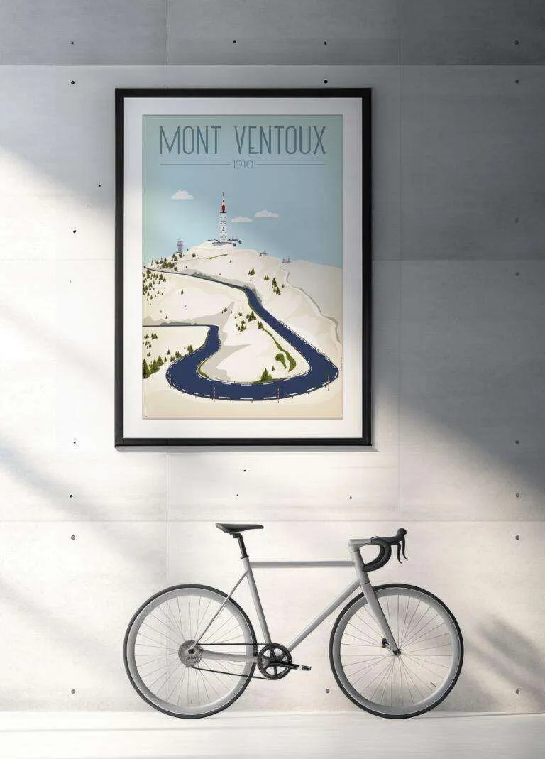 Affiche vintage du Mont Ventoux par DesignByMathieu - Élégance et Souvenirs pour Décorer votre Intérieur.