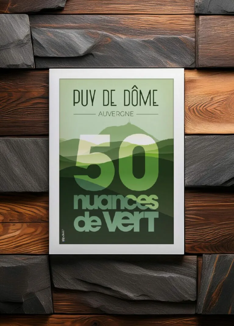 Affiche vintage du Puy de Dôme en Auvergne par DesignByMathieu - Élégance et Souvenirs pour Décorer votre Intérieur