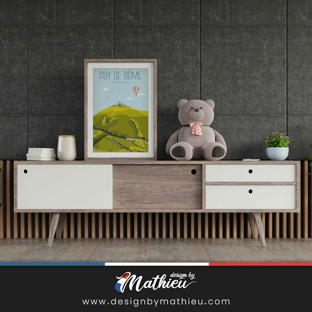 Affiche vintage du Puy de Dôme en Auvergne par DesignByMathieu - Élégance et Souvenirs pour Décorer votre Intérieur