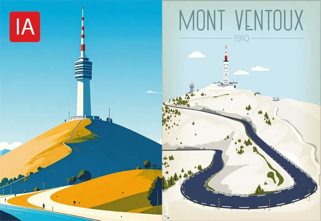 Affiche vintage du Mont Ventoux par DesignByMathieu - Élégance et Souvenirs pour Décorer votre Intérieur.