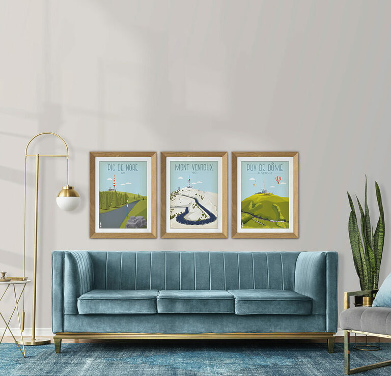 Affiche illustrée des plus beaux sommets de France – Design by Mathieu