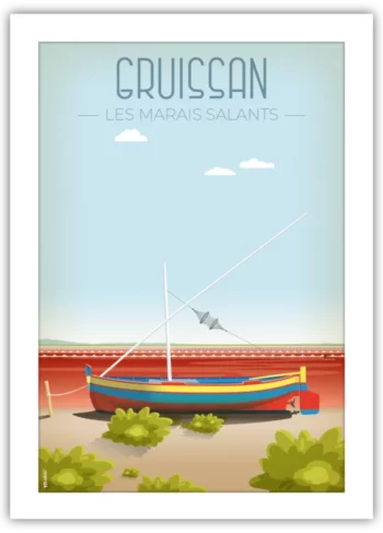Poster des Salins de Gruissan, illustration décorative prête à encadrer