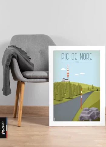 Poster du Pic de Nore – Montagne Noire, illustration décorative prête à encadrer