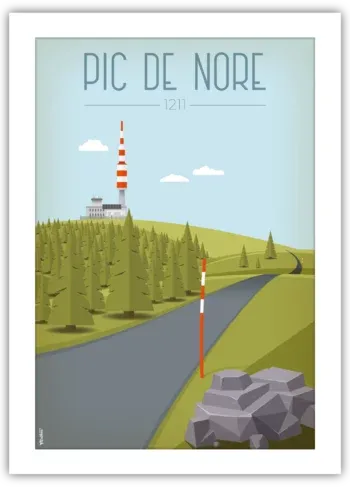 Poster du Pic de Nore – Montagne Noire, illustration décorative prête à encadrer