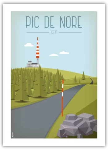 Poster du Pic de Nore – Montagne Noire, illustration décorative prête à encadrer