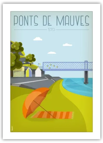 Poster des Ponts de Mauves – Loire Atlantique, illustration décorative prête à encadrer