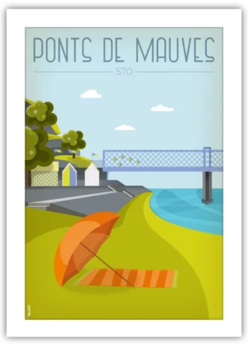 Poster des Ponts de Mauves – Loire Atlantique, illustration décorative prête à encadrer