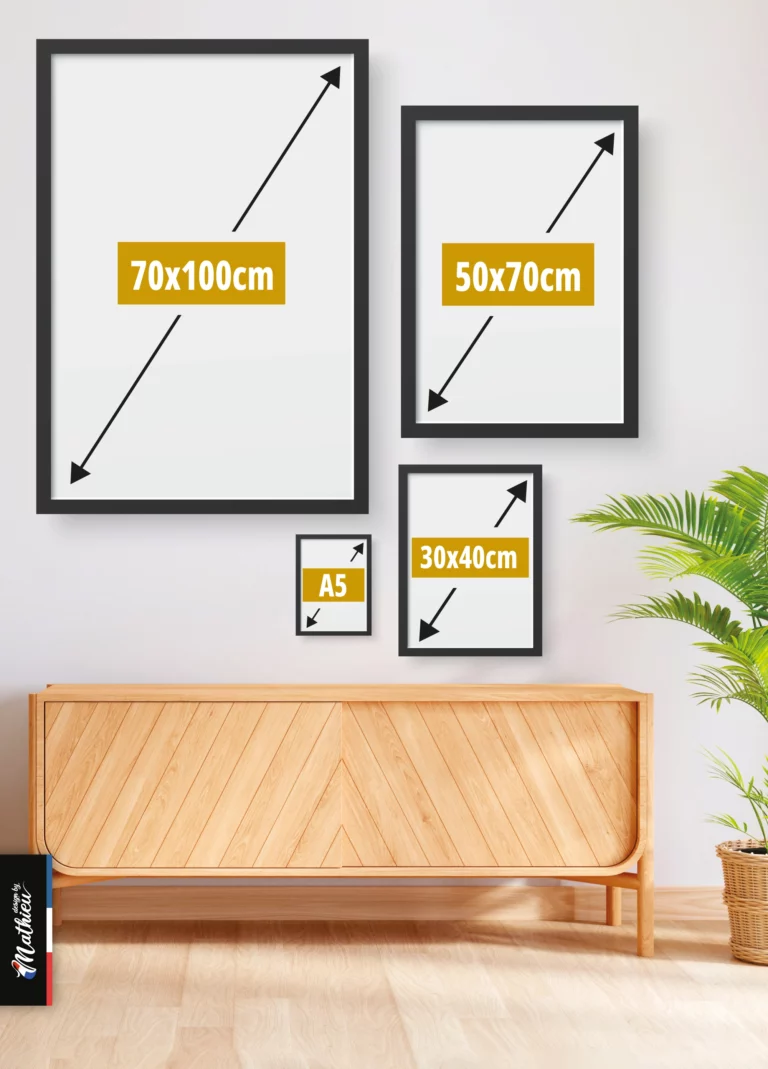 Formats du poster du Puy de Dôme – 50 nuances de vert : A5, 30x40, 50x70, 70x100 cm