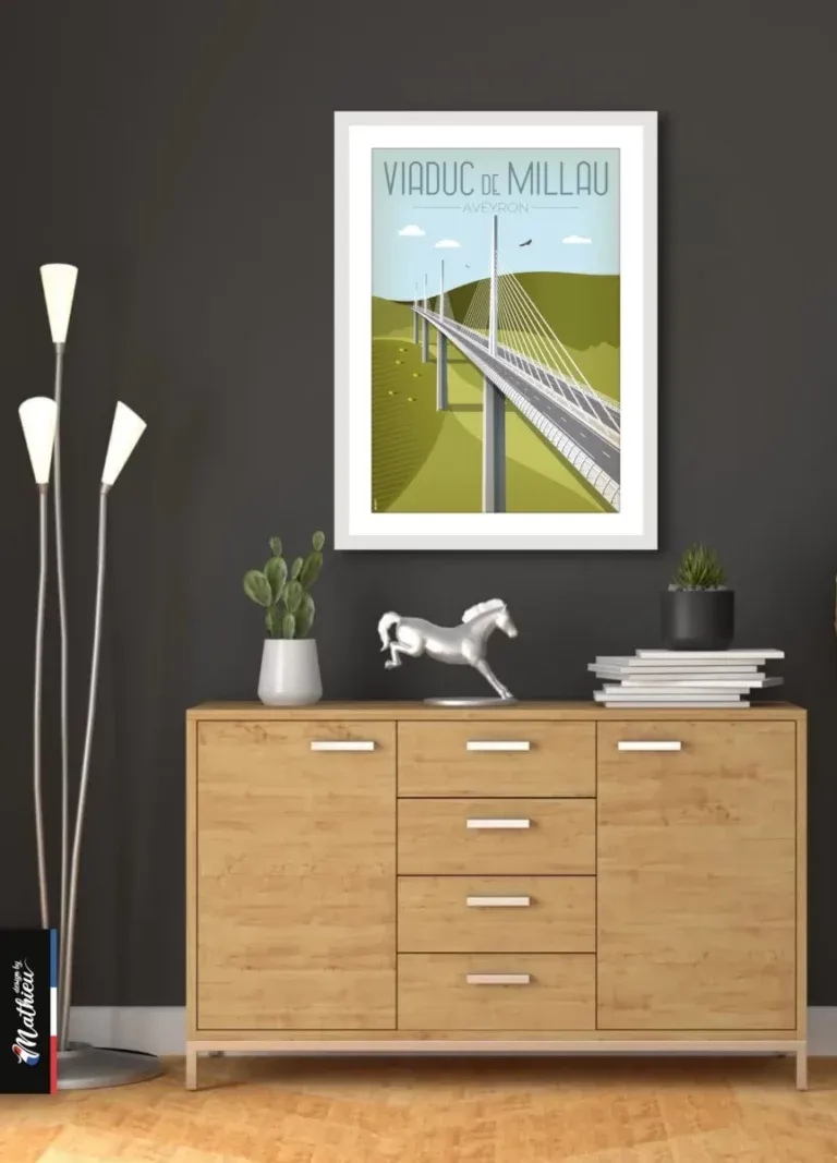Affiche finale de la série Viaduc de Millau, vue d'ensemble graphique et artistique.