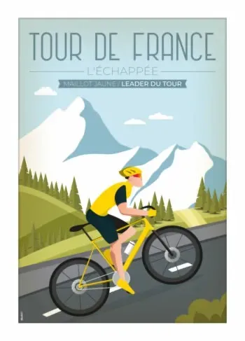 Déco intérieure de cuisine contemporaine avec l'affiche Maillot Jaune – Tour de France encadrée