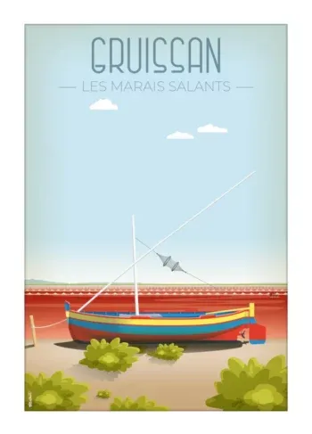Poster des Salins de Gruissan, illustration décorative prête à encadrer