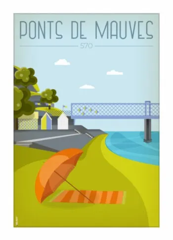 Poster des Ponts de Mauves – Loire Atlantique, illustration décorative prête à encadrer