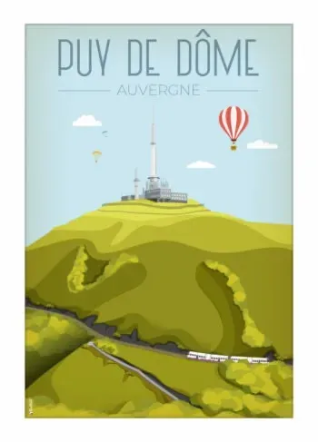 Illustration du Puy de Dôme et de son sommet volcanique, version classique